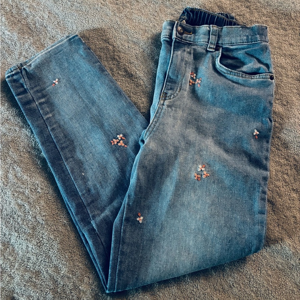 Girls floral embroidered jeans